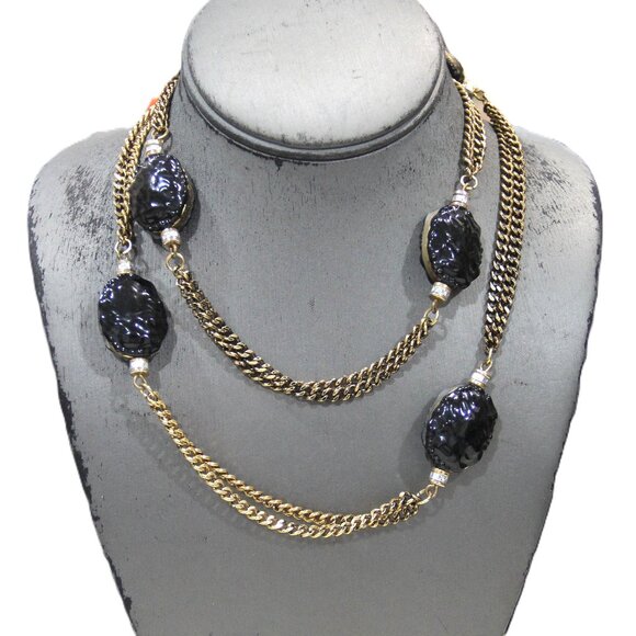 VINTAGE GLASS BEAD STATIONS STATEMENT NECKLACE - Picture 1 of 4